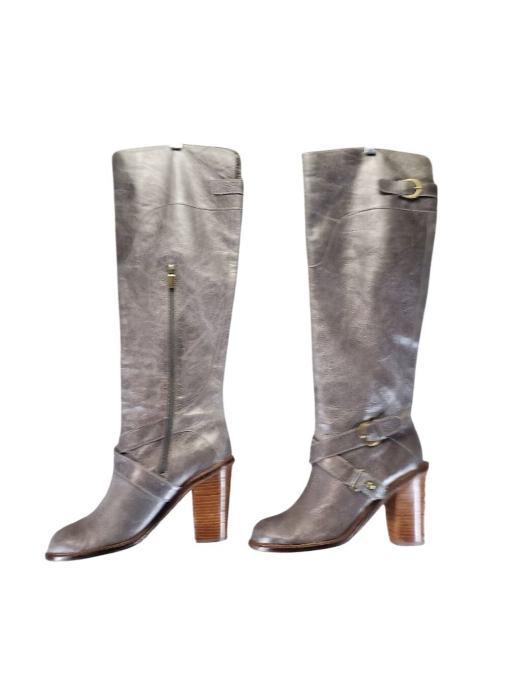 Boutique 9 Shoes Womens 9 Gray Charissa Genuine Leather Knee High Boots *Read*